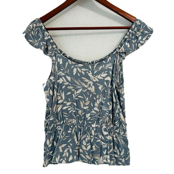 Good Luck Gem Top Women M Multicolored Peplum Cut Out Boho Beach Vacay Tropical - Picture 2 of 13